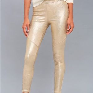 Free People Gold Color Leggins